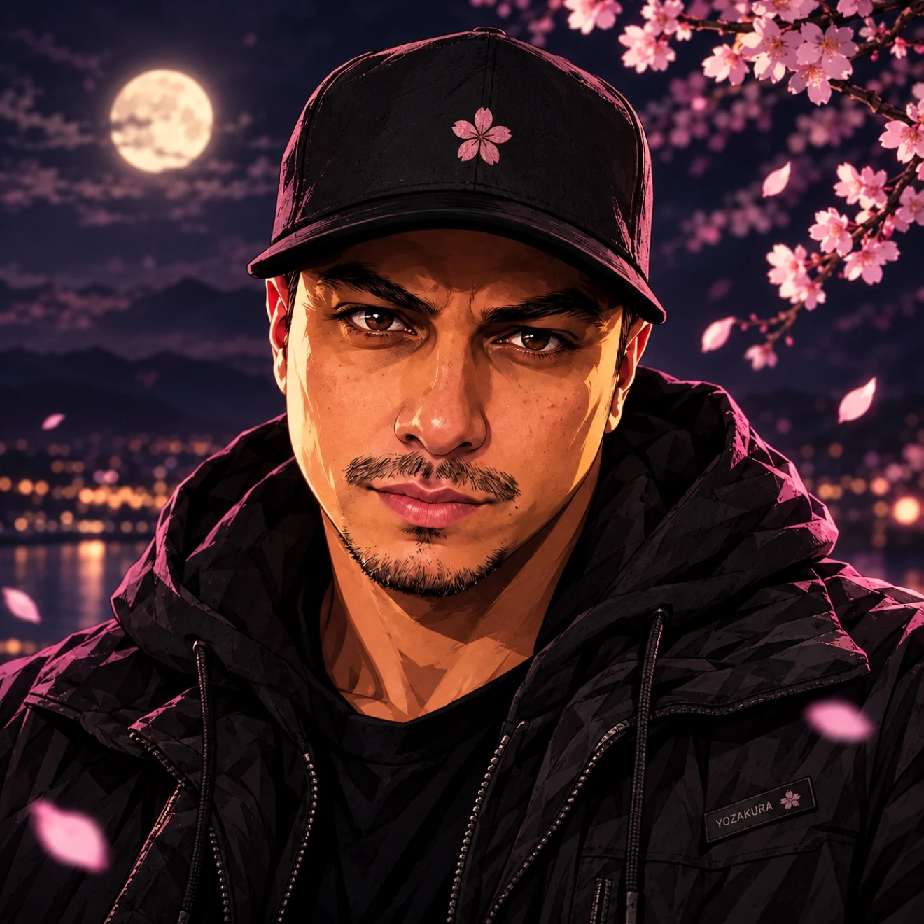 IDCI portrait with cherry blossoms under the moon